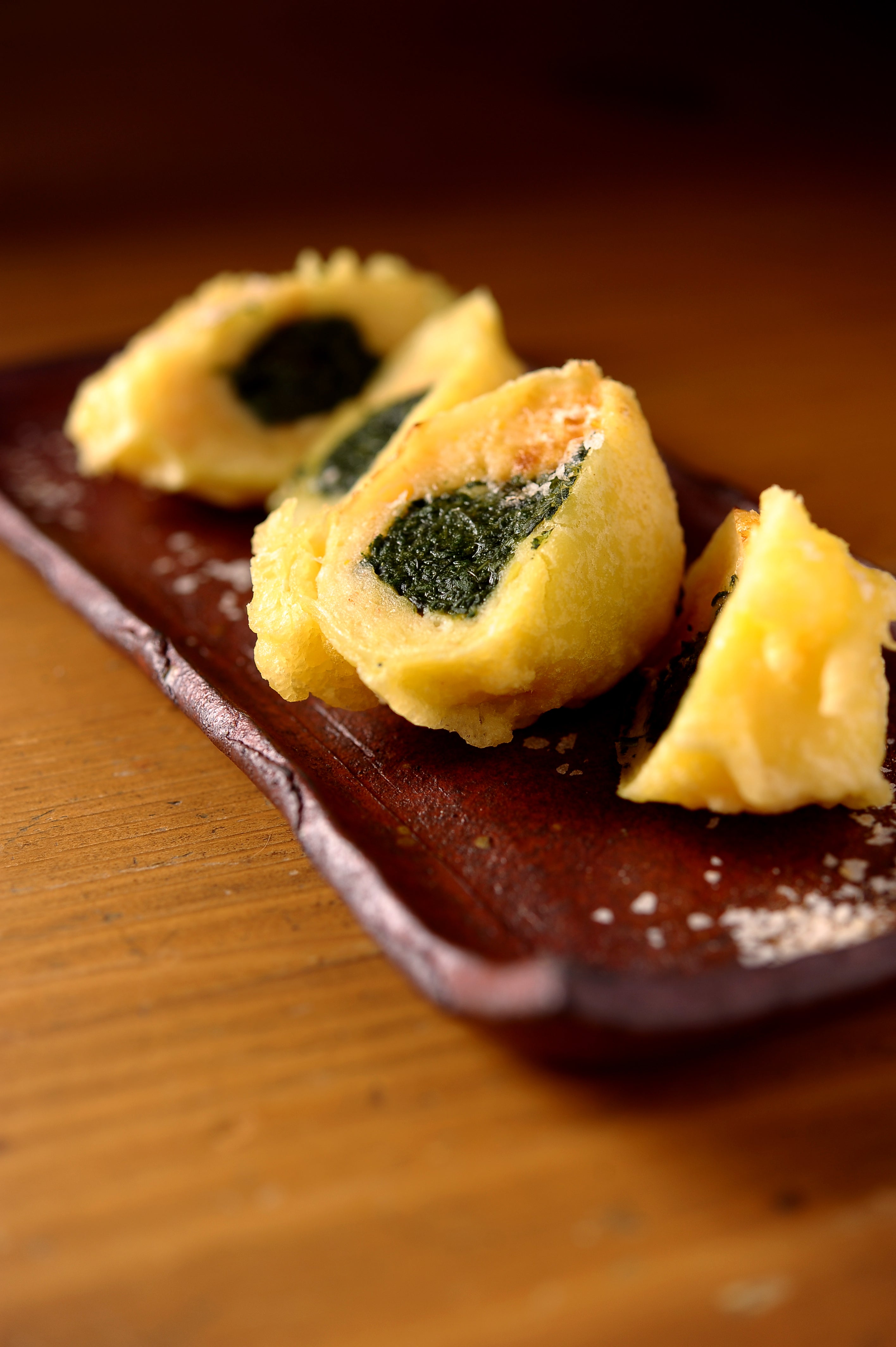 菊菜のすり身包み揚げ