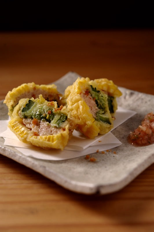 ゴーヤの鶏つみれ揚げ