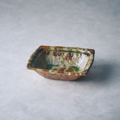 鉄緑灰　角豆鉢(小)